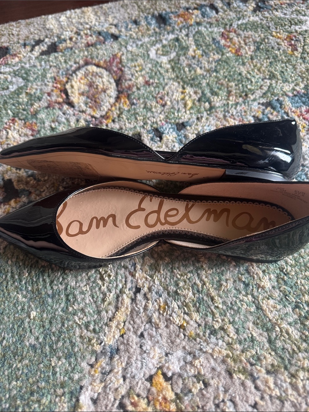 SAM EDELMAN  BLACK FLAT DRESSY PATENT LEATHER SHOES IN WOMENS SZ 7 1/2…LIKE NEW! - Picture 2 of 6